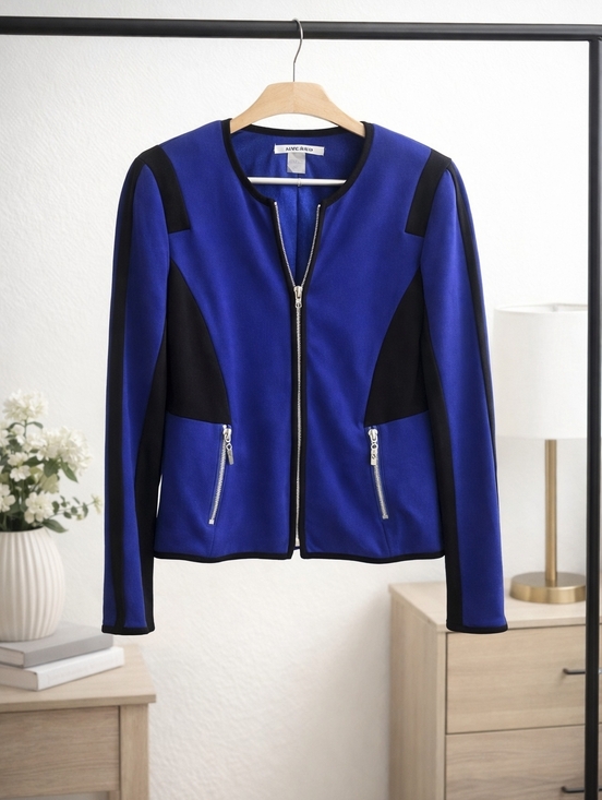 Nygard Collection Jackets & Blazers - Nygard Colorblock Zip Blazer Jacket Blue Black Womens 10
